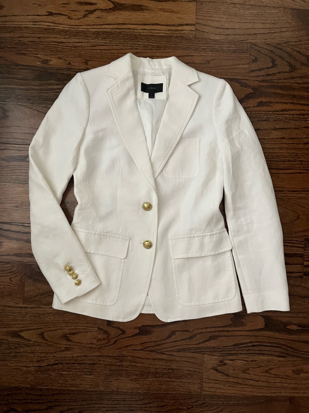 J. Crew White Linen Two-Button Tailored Blazer